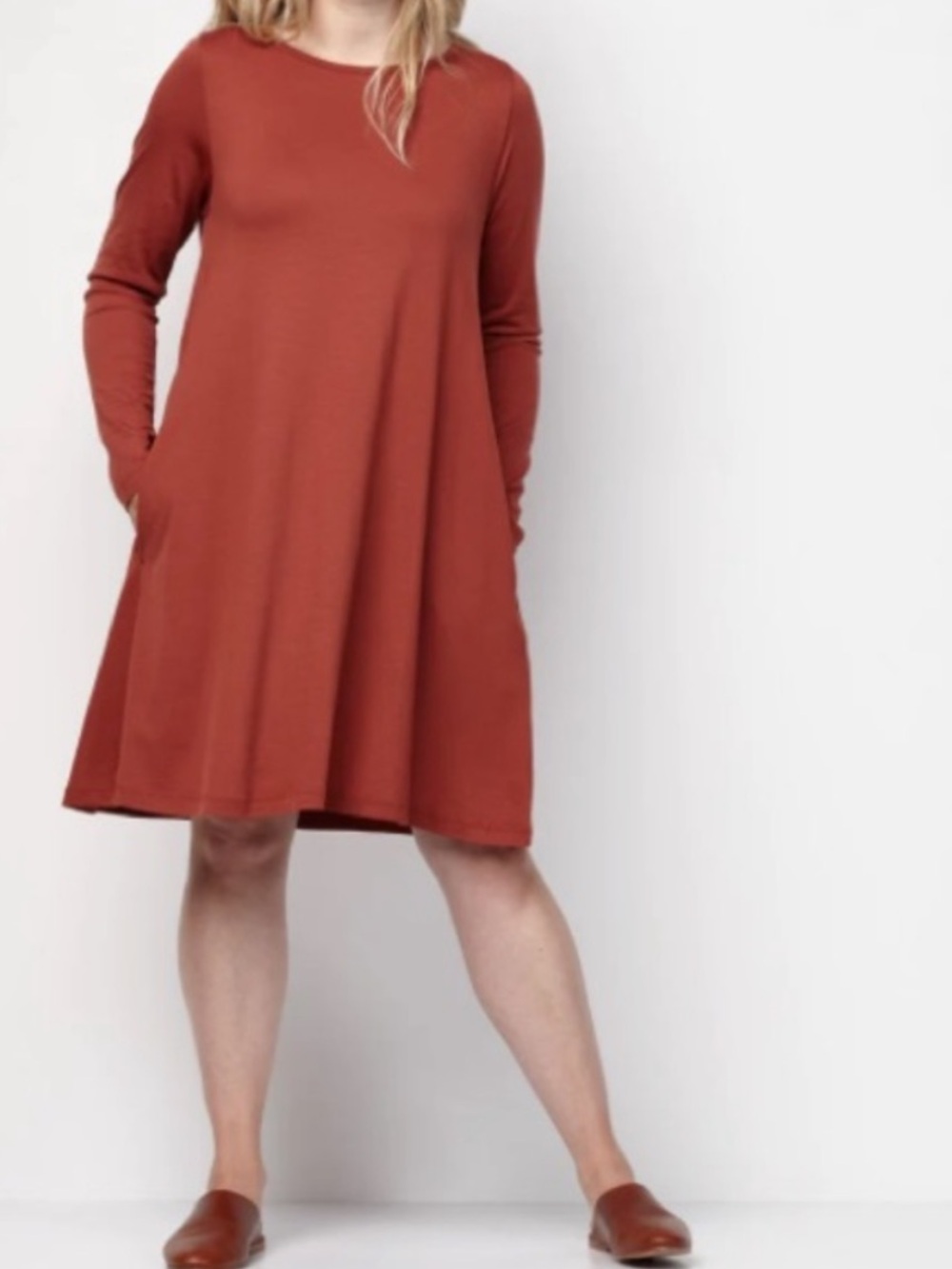 Wool& Dress Rowena Merino Wool Swing Mini in Orange